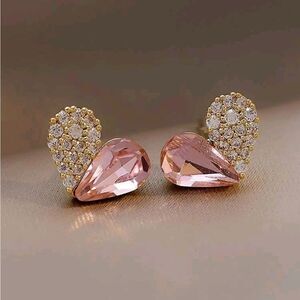 New Anthropologie Pave Rhinestone 925 silver needle stud Earrings NWOT